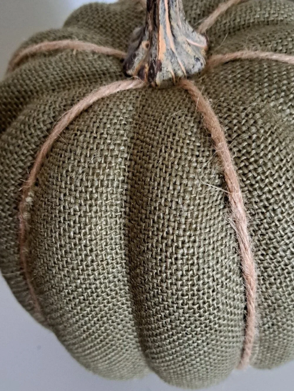 Rustic Olive Green Burlap Pumpkin Accent - Home Accents